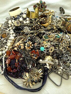Jewelry Junk Craft Harvest Lot 10 lbs Bulk Box Vintage Modern Broken Scrap Mixed